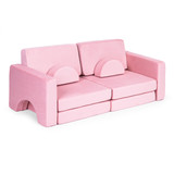Velika modularna sklopiva sofa za djecu DIY sa 10 mekih jastuka - roza ECOTOYS
