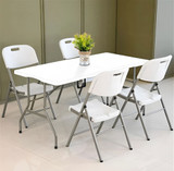 Set od 4 sklopive stolice za catering, metal, HDPE, bijele, MultiGarden