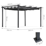 Vrtna pergola 3x4 m, čelik, šator, sjenica, siva, MultiGarden