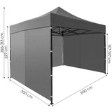 Automatski pop-up vrtni paviljon šator, 3x3 m, sivi, MultiGarden