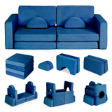 Sklapivi modularni sofa za djecu veliki 2-osobni DIY 10 mekih jastuka - Plava ECOTOYS