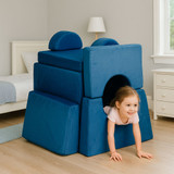 Sklapivi modularni sofa za djecu veliki 2-osobni DIY 10 mekih jastuka - Plava ECOTOYS