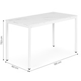 Kuhinjski stol / Radni stol 120x60 cm za 4-5 osoba Bijeli mramor ModernHome