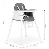 Sklopiva visoka stolica za bebe 3-u-1, siva, ECOTOYS