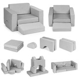 DIY modularni fotelj za djecu, 8 mekih jastuka, sklapiv - sivi ECOTOYS