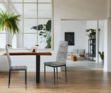 Set od 4 baršunaste stolice za dnevnu sobu i blagovaonicu, sive boje, ModernHome