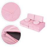 Veliki sklopivi modularni sofa za djecu DIY, 8 mekanih jastuka - roza ECOTOYS