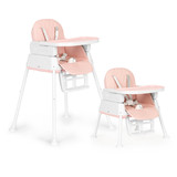 Sklopiva visoka stolica za bebe 3-u-1, roze, ECOTOYS