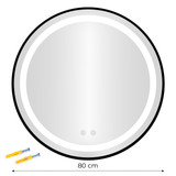 LED Ogledalo za Kupaonicu Okruglo Zidno Montažno 80 cm 3 Boje Dodir Prekidač Podešavanje Jačine Osvjetljenja ModernHome