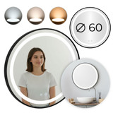 LED Ogledalo za Kupaonicu Okruglo Zidno 60 cm 3 Boje Touch Prekidač Regulacija Sjaja ModernHome
