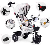 Tricikl kolica za djecu sa okretnim sjedištem, ručkom za guranje i baldahinom, ECOTOYS