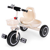 Tricikl sa ne-klizavim dršćama, zvonom i košarom, bež, ECOTOYS