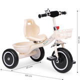 Tricikl sa ne-klizavim dršćama, zvonom i košarom, bež, ECOTOYS