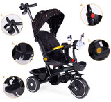 Tricikl-kolica za djecu sa rotirajućim sjedalom, rukovatom za guranje, crne boje, ECOTOYS