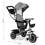 Tricikl-kolica 2-u-1, rotirajuće sjedalo, sklopivi baldahin, siva boja, ECOTOYS