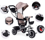 Tricikl-kolica 2-u-1 sa rotirajućom sjedalom, sklopivom sunčanom zaštitom, bež, ECOTOYS