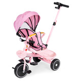 Tricikl-kolica 2-u-1 sa rotirajućom sjedištem, preklopivom suncobrana, roza, ECOTOYS