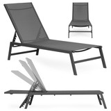 Vrtna ležaljka za sunčanje sa podesivim naslonom, čelični okvir, siva, MultiGarden