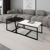 Minimalistički set stolića za kavu - bijela, crna