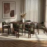 Set blagovaonskog stola i stolica (7 dijelova) Meridia 6 - Milano orah, tamni orah, zelena