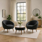 Set fotelja i stolića za kavu (3 komada) Lida Linen - antracit