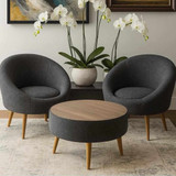 Set fotelja i stolića za kavu (3 komada) Lida Linen - antracit