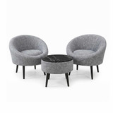 Set fotelja i stolića za kavu (3 komada) Lida Linen - siva