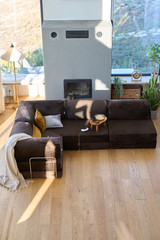 Kutna sofa na razvlačenje Kanyon - smeđa