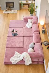 Kutna sofa na razvlačenje Kanyon - roza