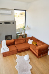 Kutna sofa na razvlačenje Kanyon - Crvene pločice