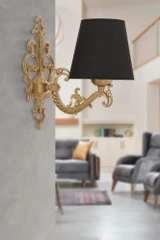 Zidna lampa Claire - crna, zlatna