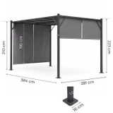 Vrtna pergola 3 × 4 m s podesivim krovom – siva MultiGarden