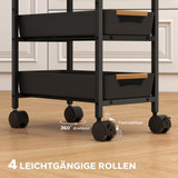 Kuhinjska kolica s 4 ladice 39,5 × 24 × 82 cm, crna