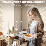 Kolica za kuhinju s 5 žičanih korpi 45 × 26,5 × 106 cm, bijela