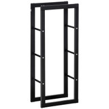 Polica za drva za ogrjev 40 × 25 × 100 cm, crna