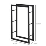 Stalak za ogrjevno drvo od čelika 60 × 25 × 100 cm, crni