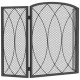 Zaštitna ograda za kamin, sklopiva, 3 dijela, 122 × 2 × 75 cm, crna
