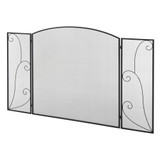 Zaštitna ograda za kamin na 3 panela, sklopiva, 132,5 × 76,5 cm, crna