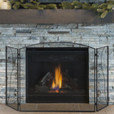 Zaštitna ograda za kamin na 3 panela, sklopiva, 132,5 × 76,5 cm, crna