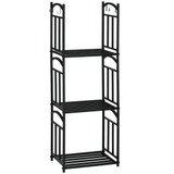 Polica za drva za kamin 46 × 32 × 126 cm, 3 nivoa i 4 kuke, crna
