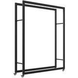 Stalak za drva za ogrjev na točkićima 120 × 32 × 151 cm, crni