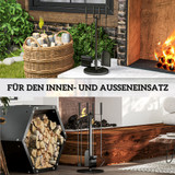 Set pribora za kamin 5 dijelova s postoljem Ø 25 × 54 cm, crni
