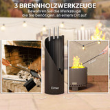 Set pribora za kamin 4 dijela s metlicom, lopaticom, žaračem i kantom, crni