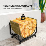 Stalak za drva za kamin 53 × 33 × 43 cm s torbom za nošenje, crni