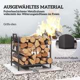 Polica za drva za kamin 42,5 × 33,5 × 43 cm, crna, metalna
