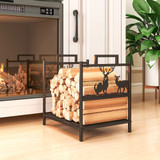 Polica za drva za kamin 42,5 × 33,5 × 43 cm, crna, metalna