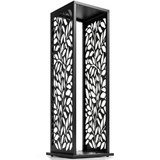Polica za drva za ogrjev s 4 kuke 38 × 38 × 112 cm, crna