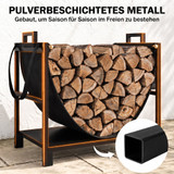 Polica za drva za kamin 47,5 × 33 × 44 cm, crna, s torbom za nošenje