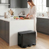 Kanta za smeće s 3 odjeljka po 15 L, pedala i soft-close poklopac, crna