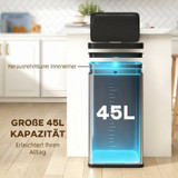 Kanta za smeće sa senzorom 45 l, soft-close poklopac, srebrna